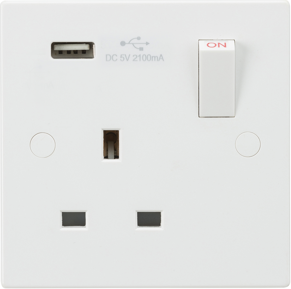 KNIGHTSBRIDGE WHITE SQUARE EDGE Switches & Sockets + USB FULL RANGE ...