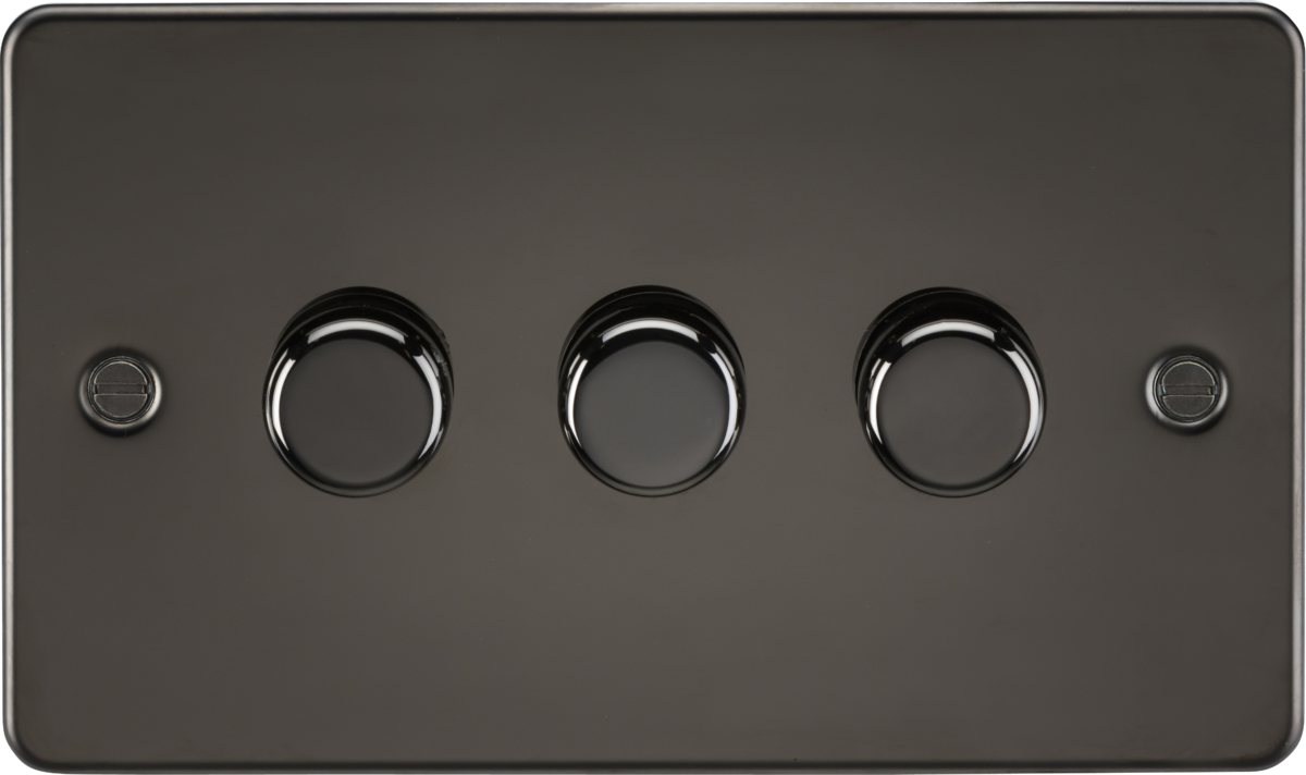 KNIGHTSBRIDGE GUNMETAL FLAT PLATE Switches & Sockets BLACK Insert + USB