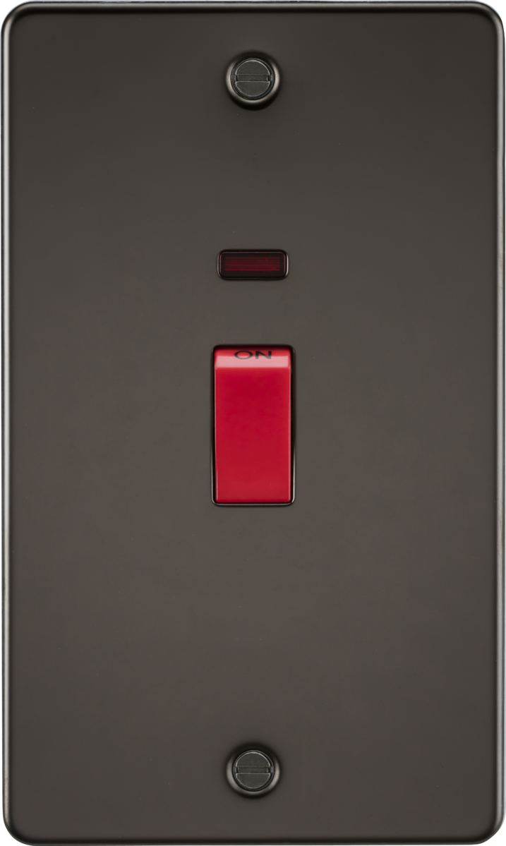 KNIGHTSBRIDGE GUNMETAL FLAT PLATE Switches & Sockets BLACK Insert + USB