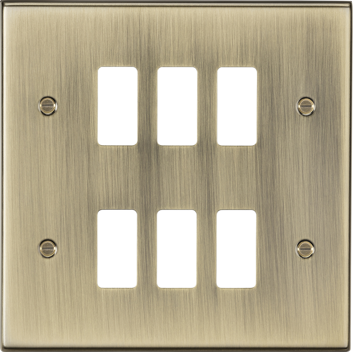 KNIGHTSBRIDGE ANTIQUE BRASS SQUARE EDGE Switches & Sockets BLACK Insert ...